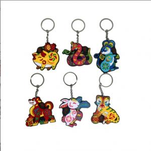 Anime Cute Key Chain Chinese Zodiac Luggage Tag  Keyring Cartoon Rubber Silicone Keychain